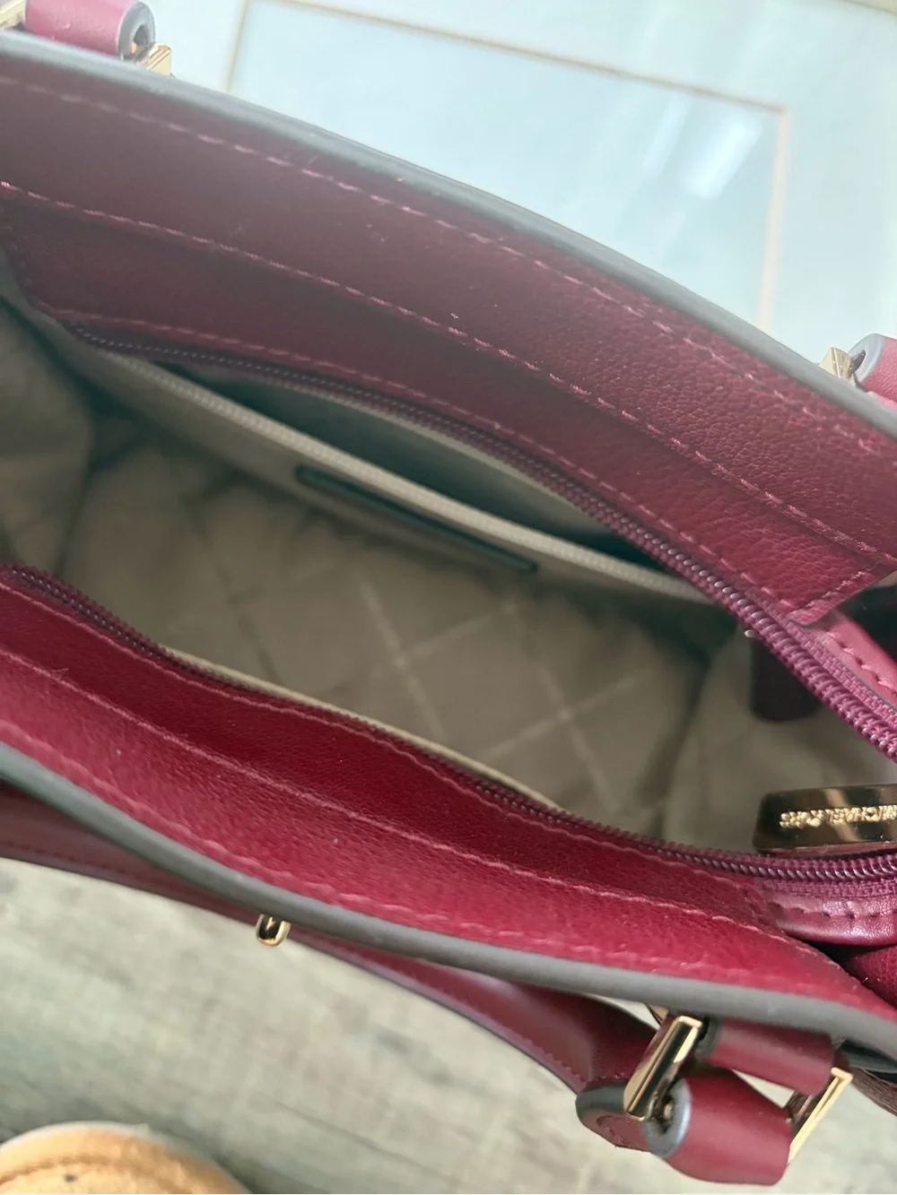 Michael Kors Deep Berry Leather Satchel with Gold Hardware - Picture 7 of 7